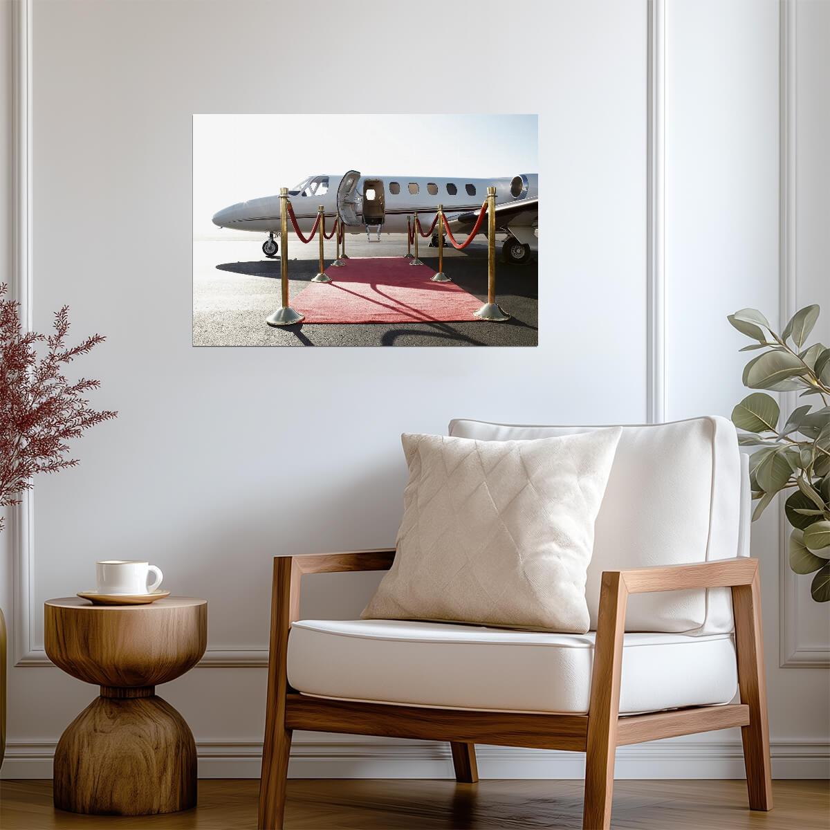 Private Jet with Red Carpet | Luxury Lifestyle Poster | VIP Aviation Photography Print - Cars Poster