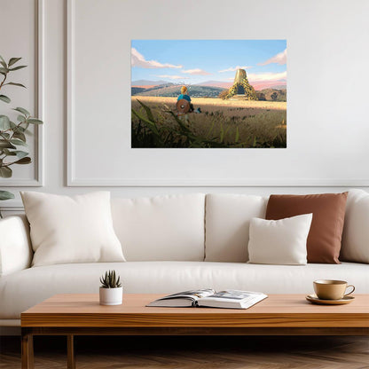 The Legend of Zelda Breath of the Wild Link | Minimalist Landscape Art Poster | Shrine Entrance BOTW Scenery - Video Games Poster