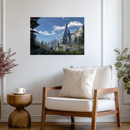 Halo Infinite Zeta Halo Landscape | Forerunner Structure Poster | Sci-Fi Game Scenery Art - Video Games Poster