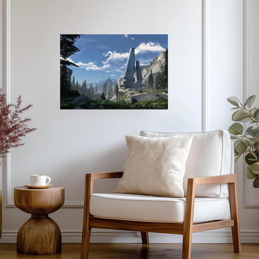 Halo Infinite Zeta Halo Landscape | Forerunner Structure Poster | Sci-Fi Game Scenery Art - Video Games Poster