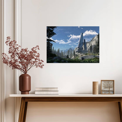 Halo Infinite Zeta Halo Landscape | Forerunner Structure Poster | Sci-Fi Game Scenery Art - Video Games Poster