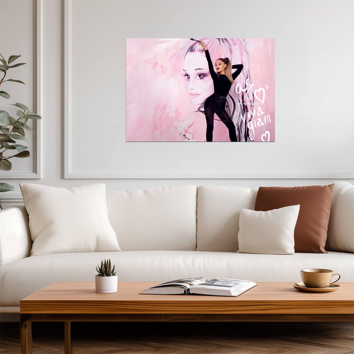 Ariana Grande Viva Glam Campaign | Celebrity Portrait Poster | Music Star Art - Music Poster