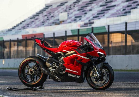 Ducati Panigale V4 S | Red Italian Superbike Poster | Supersport Motorcycle on Racetrack - Cars Poster