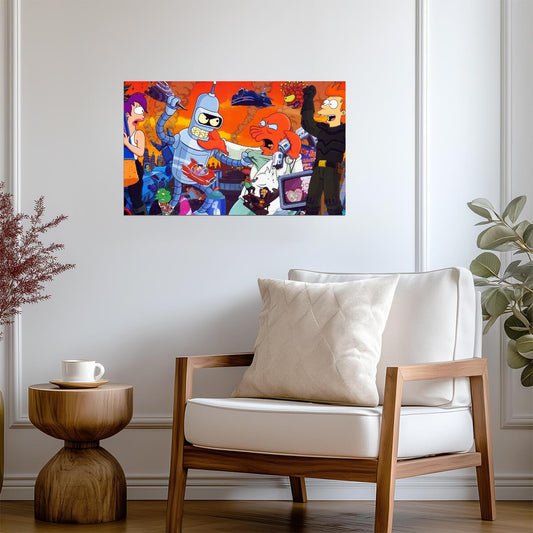 Futurama Cast Collage | Animated TV Show Poster | Sci-Fi Comedy Wall Art - Movies & TV Poster