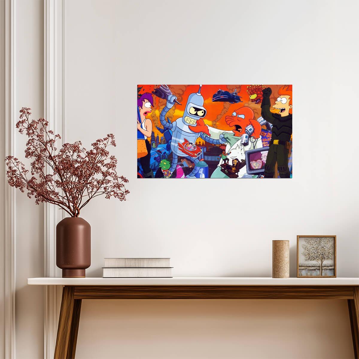 Futurama Cast Collage | Animated TV Show Poster | Sci-Fi Comedy Wall Art - Movies & TV Poster