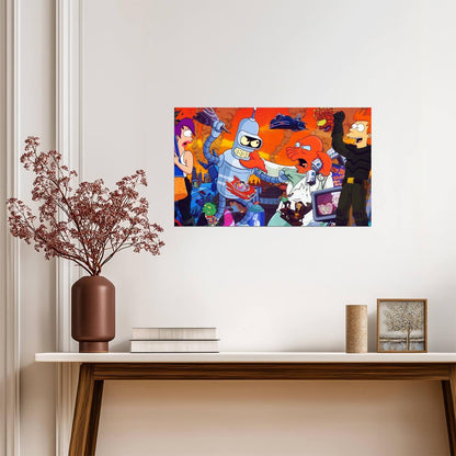 Futurama Cast Collage | Animated TV Show Poster | Sci-Fi Comedy Wall Art - Movies & TV Poster