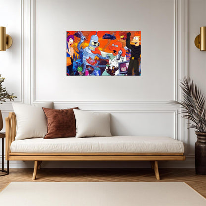 Futurama Cast Collage | Animated TV Show Poster | Sci-Fi Comedy Wall Art - Movies & TV Poster