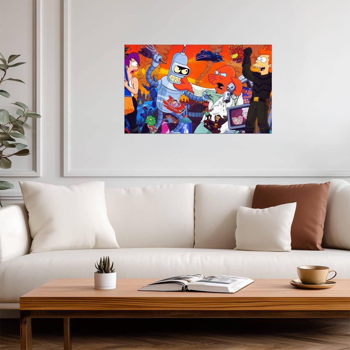 Futurama Cast Collage | Animated TV Show Poster | Sci-Fi Comedy Wall Art - Movies & TV Poster