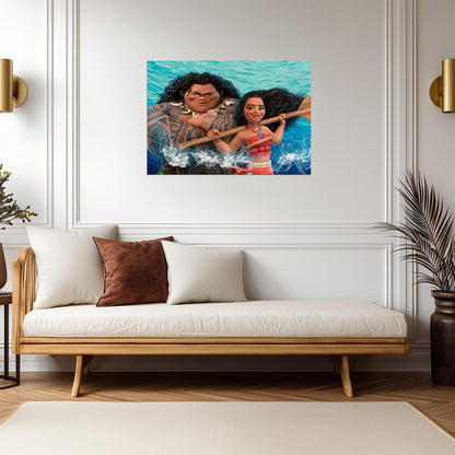 Moana and Maui Ocean Adventure | Animated Movie Poster | Kids Room Wall Art - Movies & TV Poster