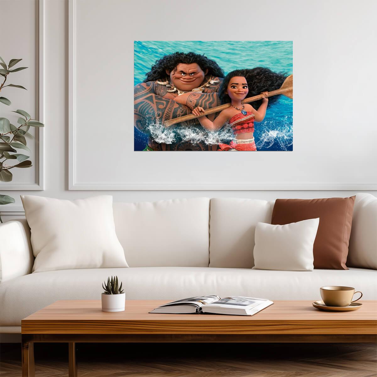Moana and Maui Ocean Adventure | Animated Movie Poster | Kids Room Wall Art - Movies & TV Poster