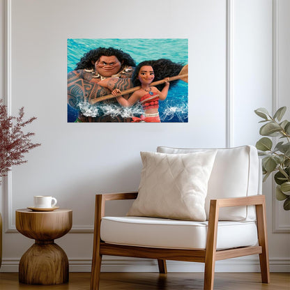 Moana and Maui Ocean Adventure | Animated Movie Poster | Kids Room Wall Art - Movies & TV Poster