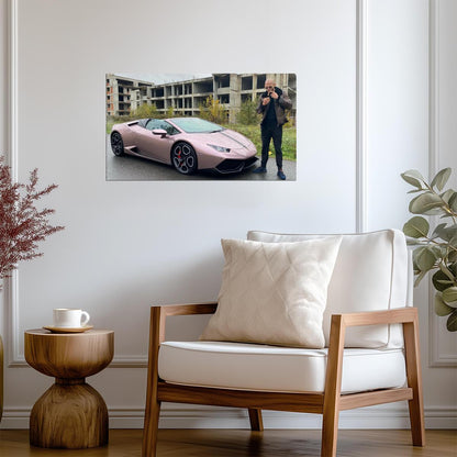 Andrew Tate with Lamborghini Huracan | Motivational Poster | Hustle Culture Wall Art - Celebrities Poster