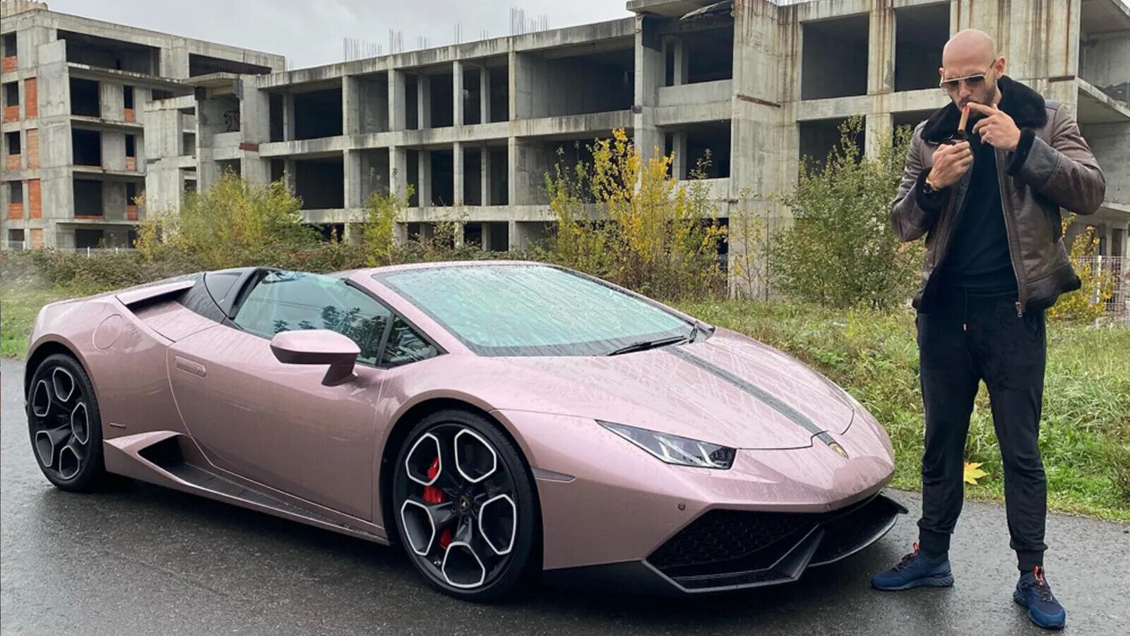 Andrew Tate with Lamborghini Huracan | Motivational Poster | Hustle Culture Wall Art - Celebrities Poster