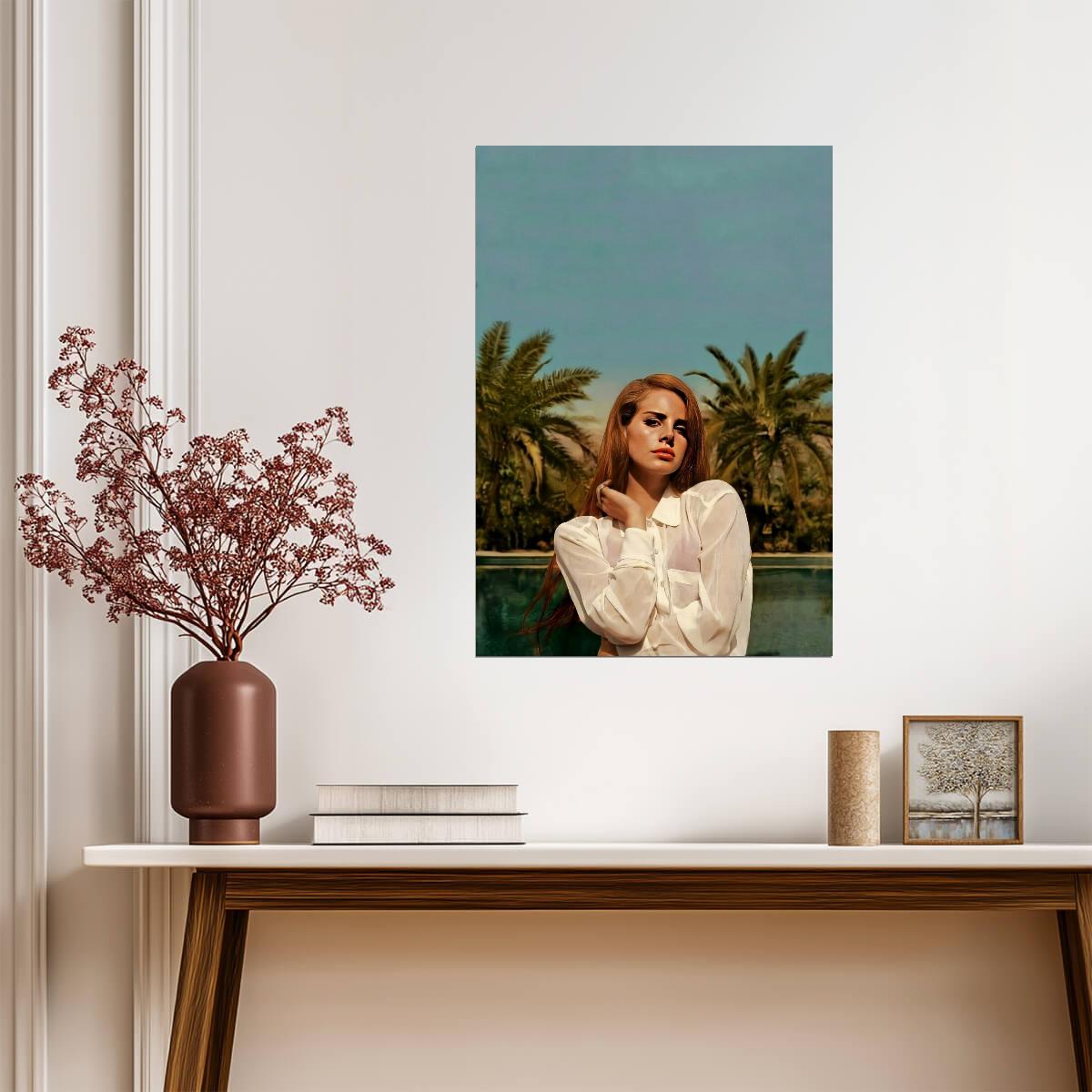 Lana Del Rey White Shirt Portrait | Music Star Poster | Celebrity Wall Art - Music Poster