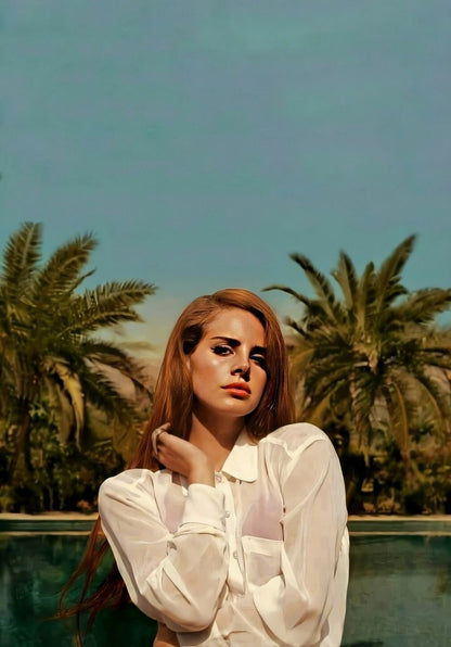 Lana Del Rey White Shirt Portrait | Music Star Poster | Celebrity Wall Art - Music Poster