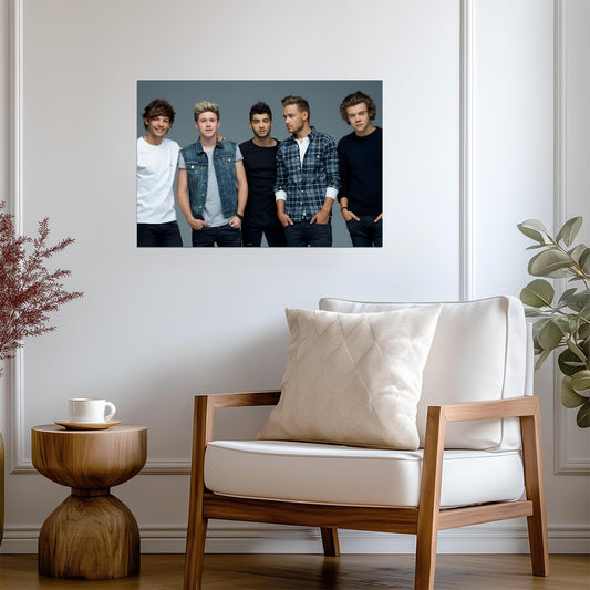 One Direction Full Band Studio Portrait | Pop Music Poster | Modern Boy Band Wall Art - Music Poster