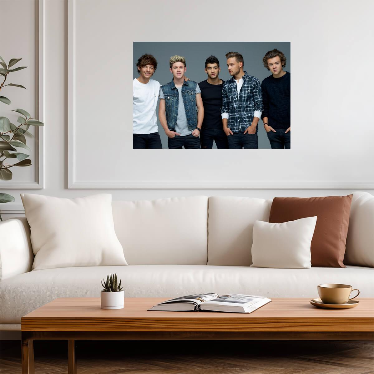 One Direction Full Band Studio Portrait | Pop Music Poster | Modern Boy Band Wall Art - Music Poster