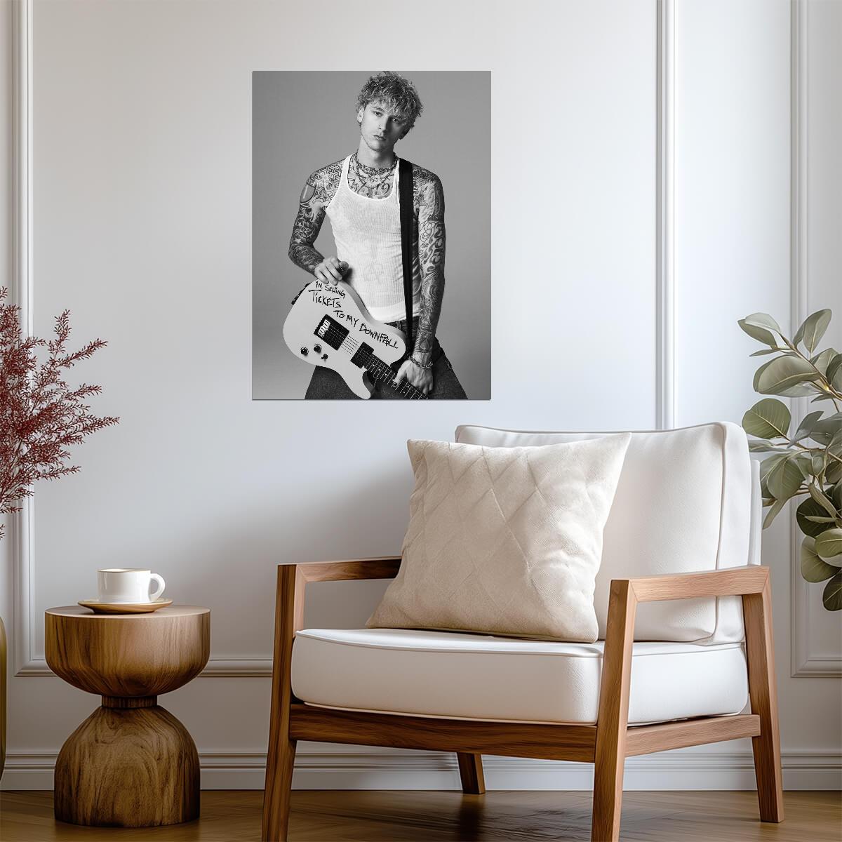 Machine Gun Kelly Tickets to My Downfall Guitar | Black and White Portrait | Pop Punk Music Poster - Music Poster