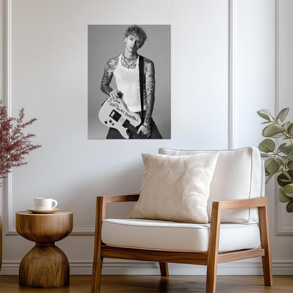 Machine Gun Kelly Tickets to My Downfall Guitar | Black and White Portrait | Pop Punk Music Poster - Music Poster