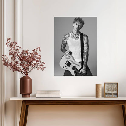 Machine Gun Kelly Tickets to My Downfall Guitar | Black and White Portrait | Pop Punk Music Poster - Music Poster