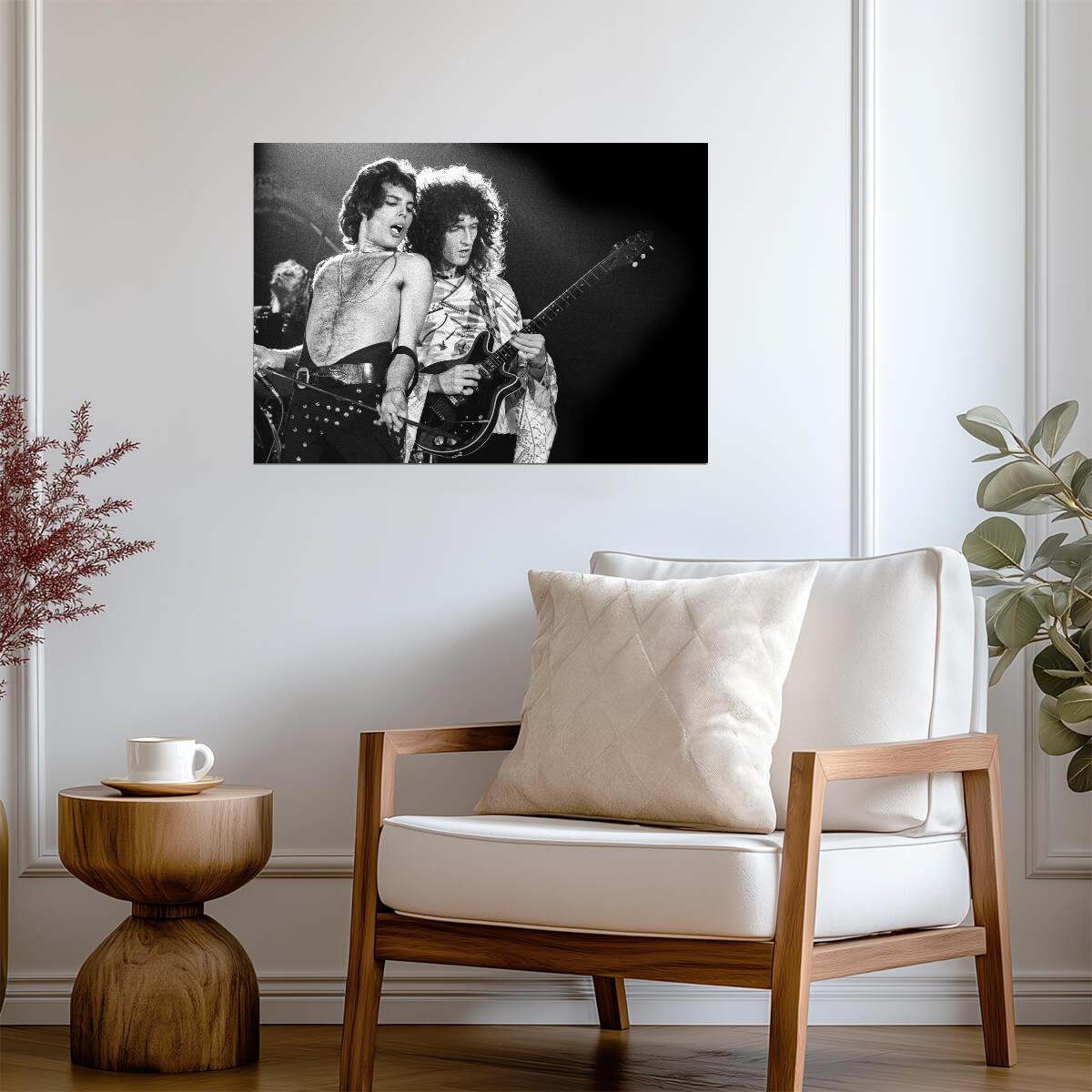 Queen Freddie Mercury & Brian May Live | Black and White Concert Photo | Rock and Roll Legend Poster - Music Poster