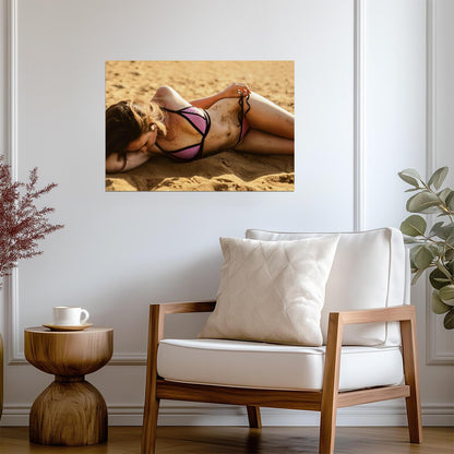 Woman in Bikini on Beach | Photography Poster | Sexy Pinup Wall Art - Photography Poster