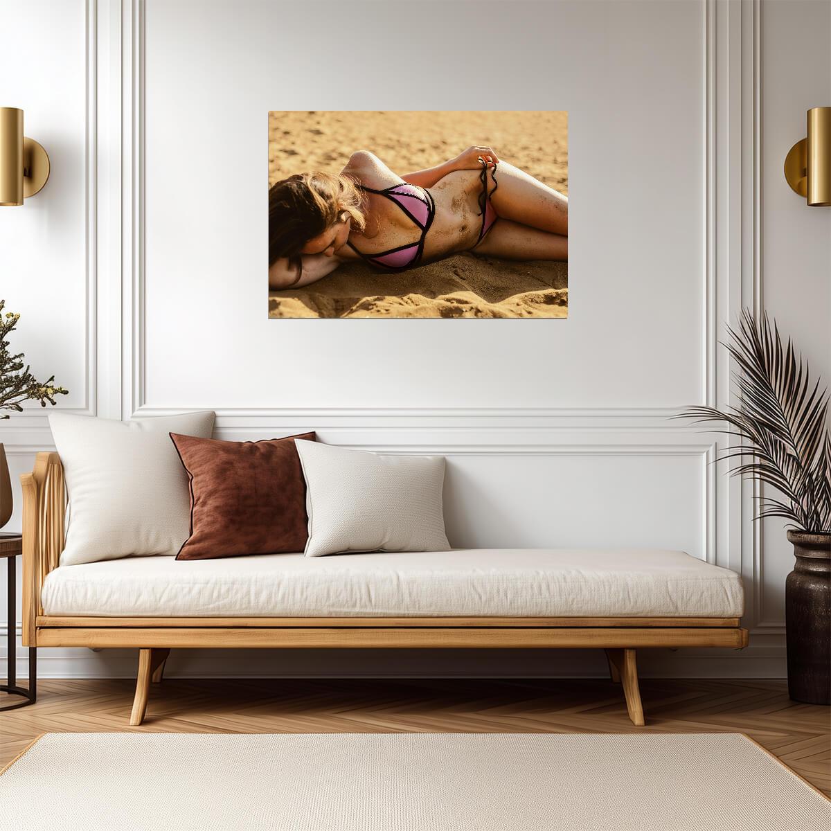 Woman in Bikini on Beach | Photography Poster | Sexy Pinup Wall Art - Photography Poster
