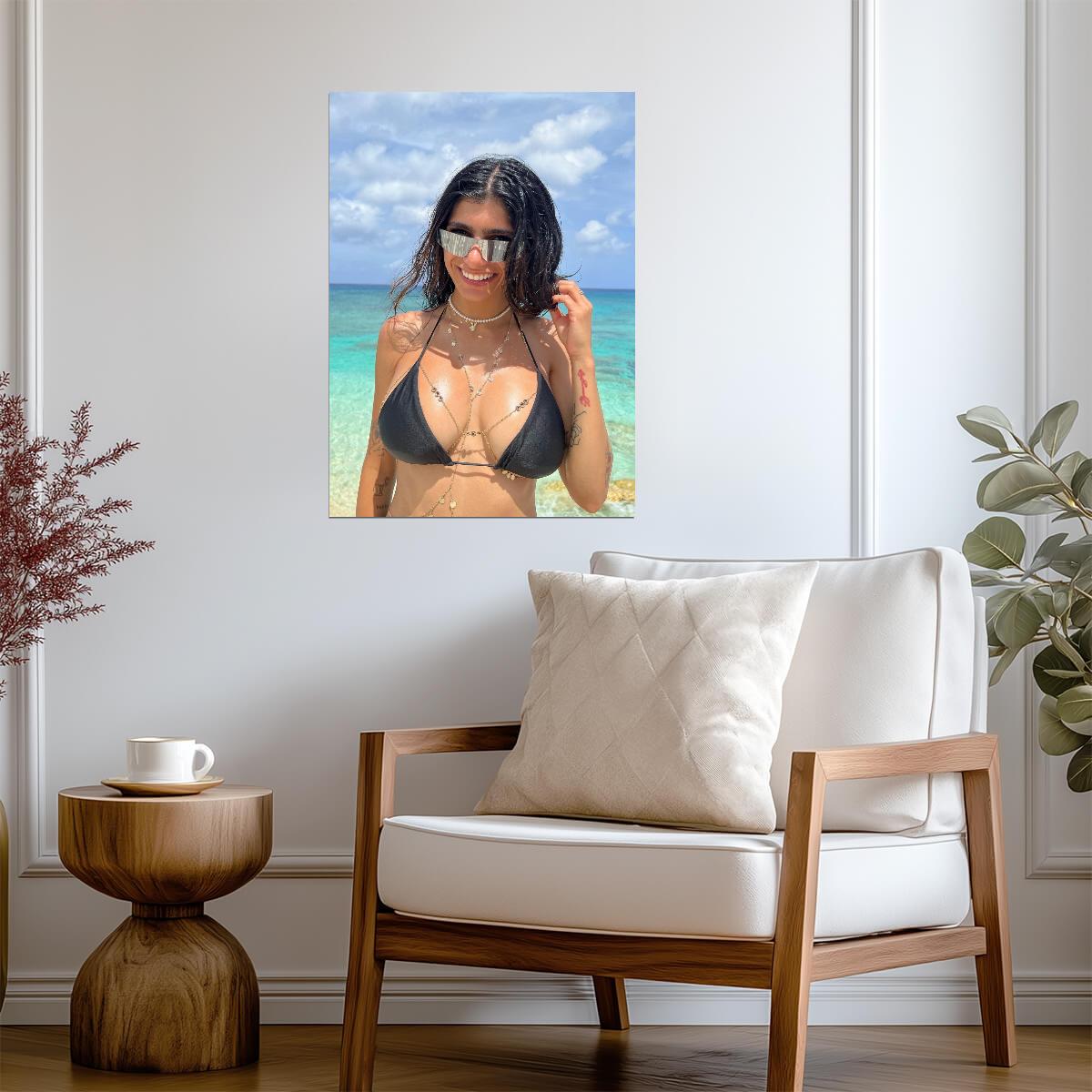 Mia Khalifa Beach Photoshoot | Modern Celebrity Print | Sexy Bikini Poster - Celebrities Poster