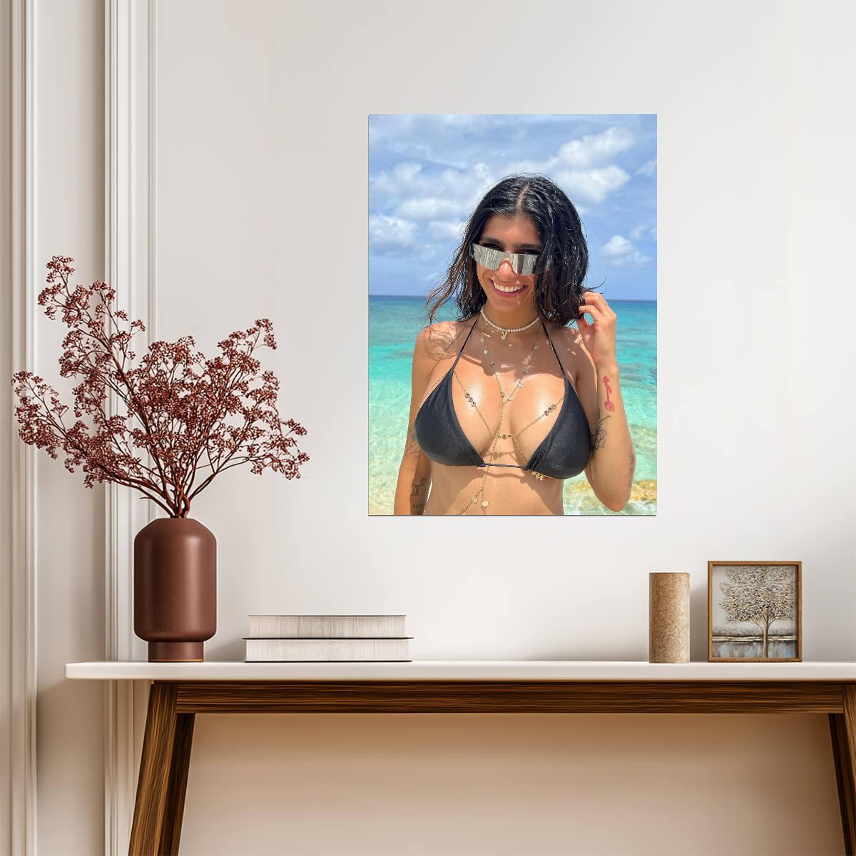 Mia Khalifa Beach Photoshoot | Modern Celebrity Print | Sexy Bikini Poster - Celebrities Poster