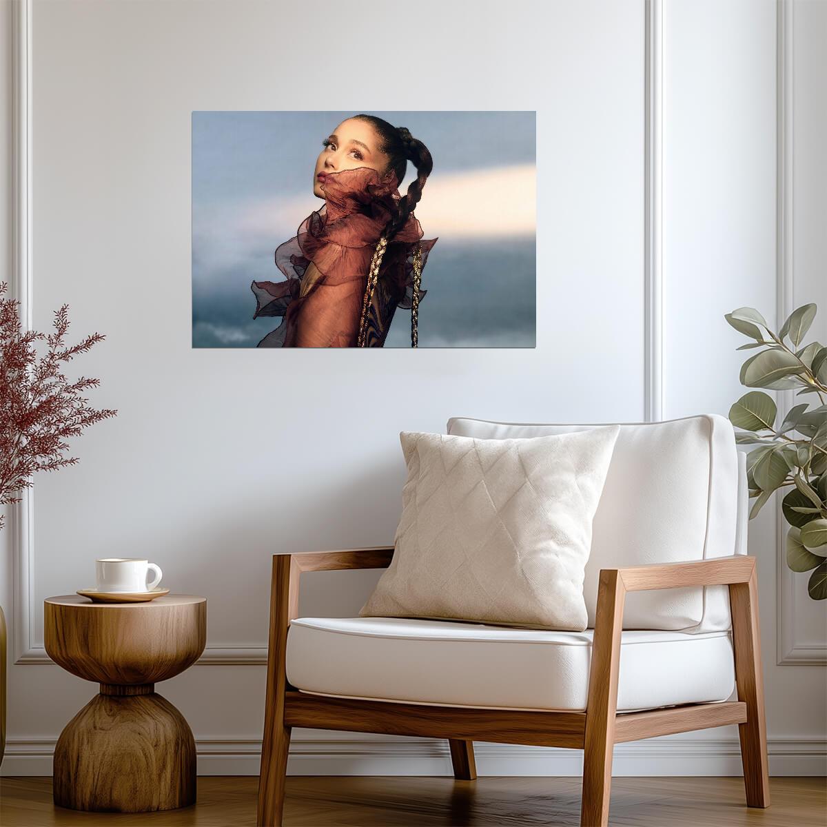 Ariana Grande REM Promo | Brown Ruffled Dress Poster | Celebrity Photoshoot Art - Music Poster