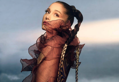 Ariana Grande REM Promo | Brown Ruffled Dress Poster | Celebrity Photoshoot Art - Music Poster