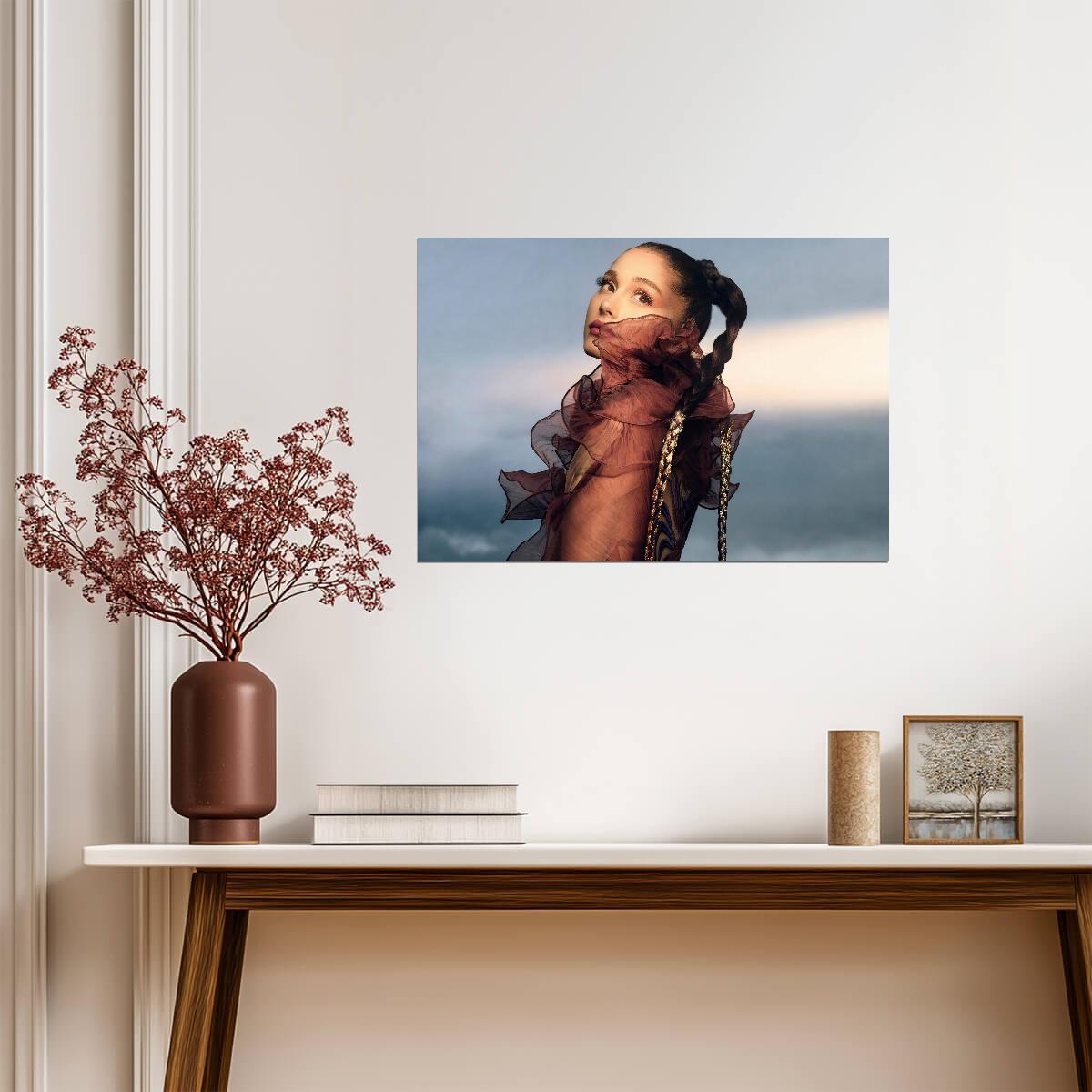 Ariana Grande REM Promo | Brown Ruffled Dress Poster | Celebrity Photoshoot Art - Music Poster
