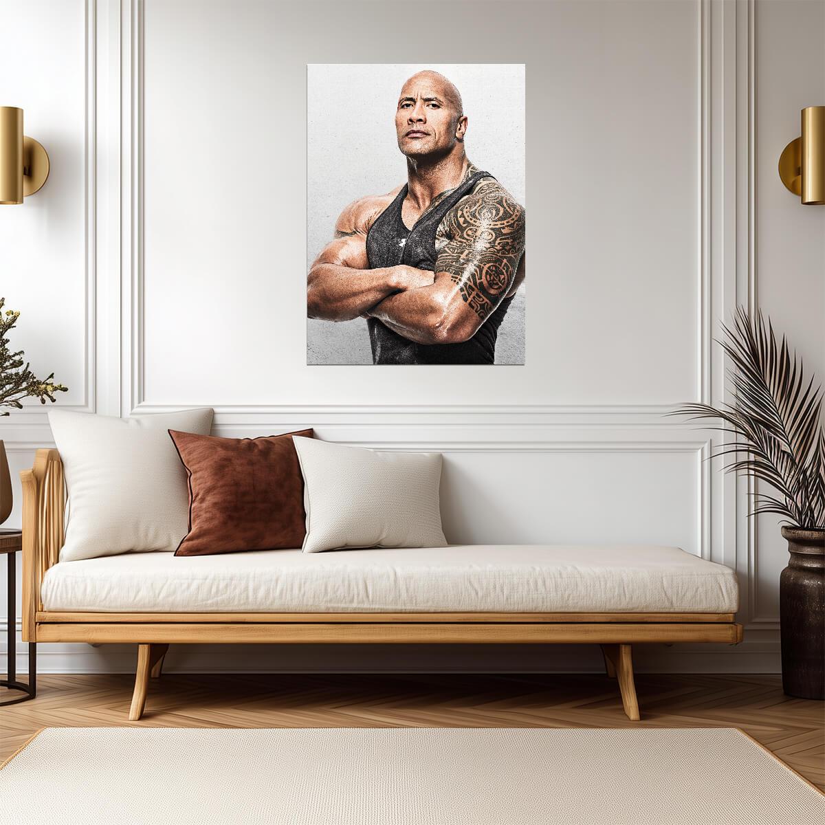 Dwayne Johnson The Rock Tattoo | Celebrity Portrait Poster | Fitness Motivation Art - Sports Poster