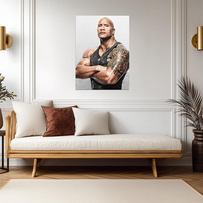 Dwayne Johnson The Rock Tattoo | Celebrity Portrait Poster | Fitness Motivation Art - Sports Poster
