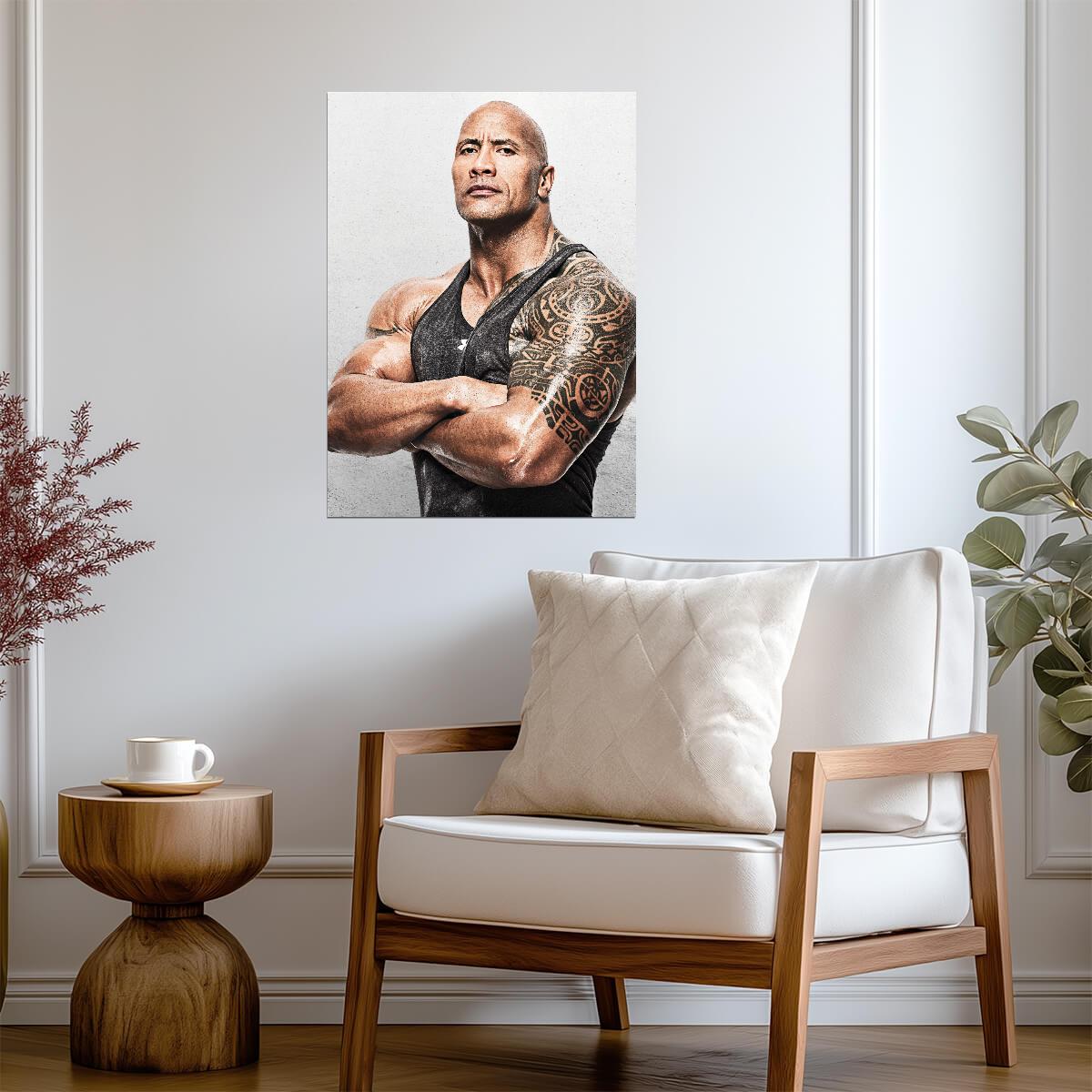 Dwayne Johnson The Rock Tattoo | Celebrity Portrait Poster | Fitness Motivation Art - Sports Poster