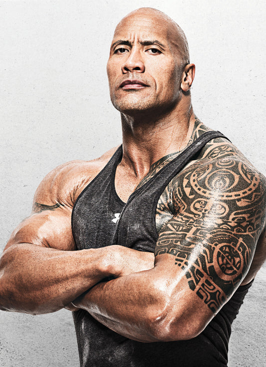 Dwayne Johnson The Rock Tattoo | Celebrity Portrait Poster | Fitness Motivation Art - Sports Poster