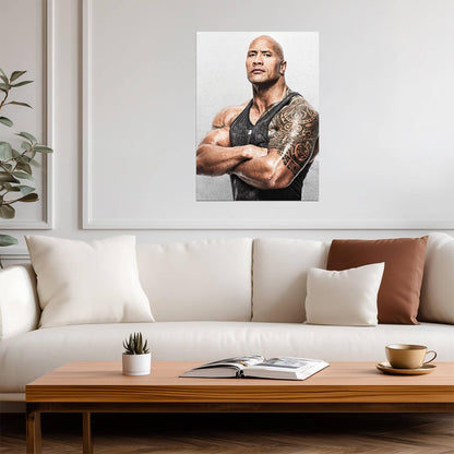 Dwayne Johnson The Rock Tattoo | Celebrity Portrait Poster | Fitness Motivation Art - Sports Poster
