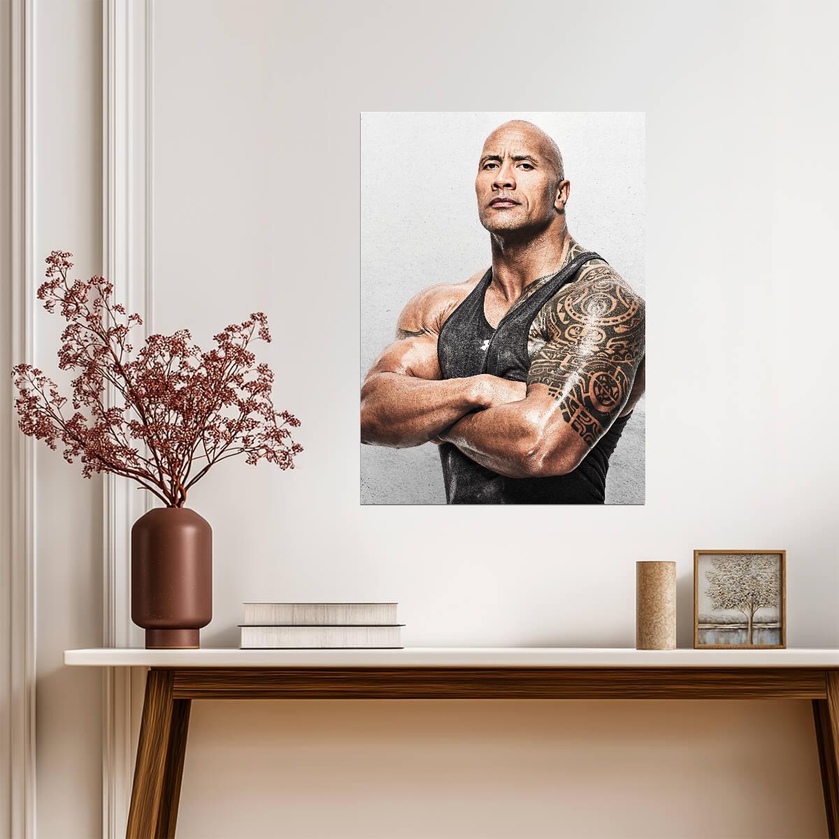 Dwayne Johnson The Rock Tattoo | Celebrity Portrait Poster | Fitness Motivation Art - Sports Poster