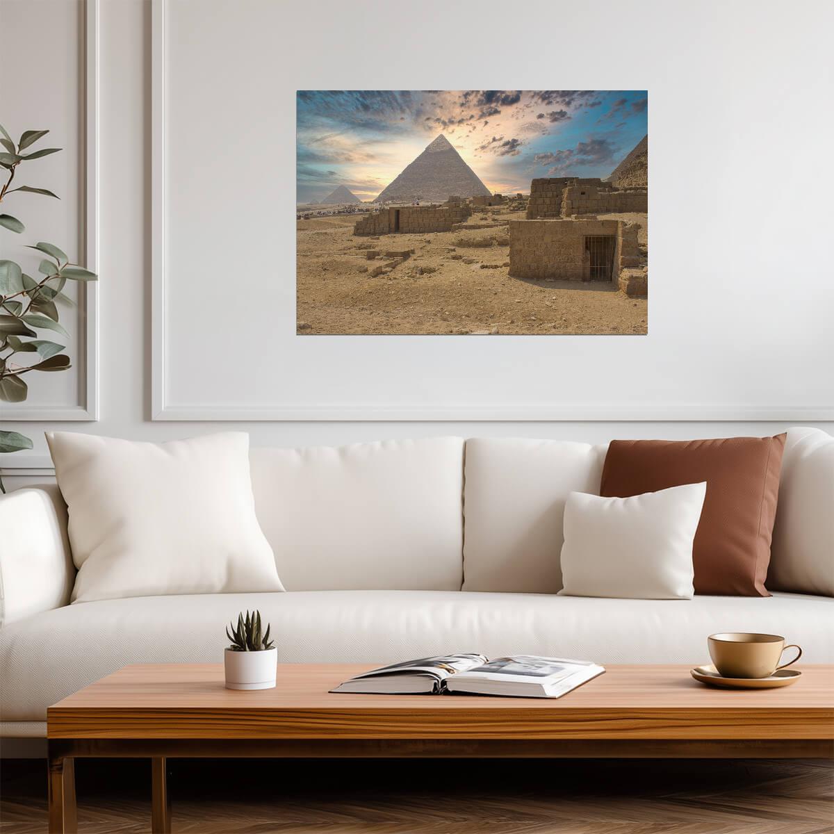 Pyramids of Giza Egypt | Ancient Landmark Photography | Travel Wall Art Poster - Photography Poster