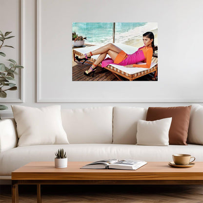 Zendaya Poolside Photoshoot | Colorful Outfit Poster | Celebrity Fashion Art - Celebrities Poster