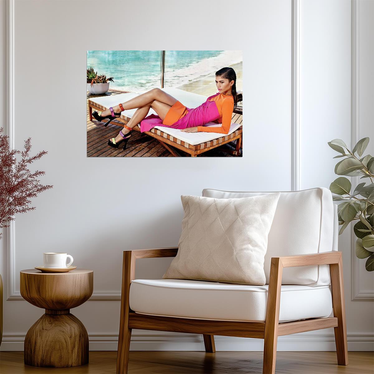 Zendaya Poolside Photoshoot | Colorful Outfit Poster | Celebrity Fashion Art - Celebrities Poster