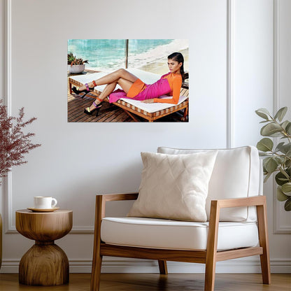 Zendaya Poolside Photoshoot | Colorful Outfit Poster | Celebrity Fashion Art - Celebrities Poster