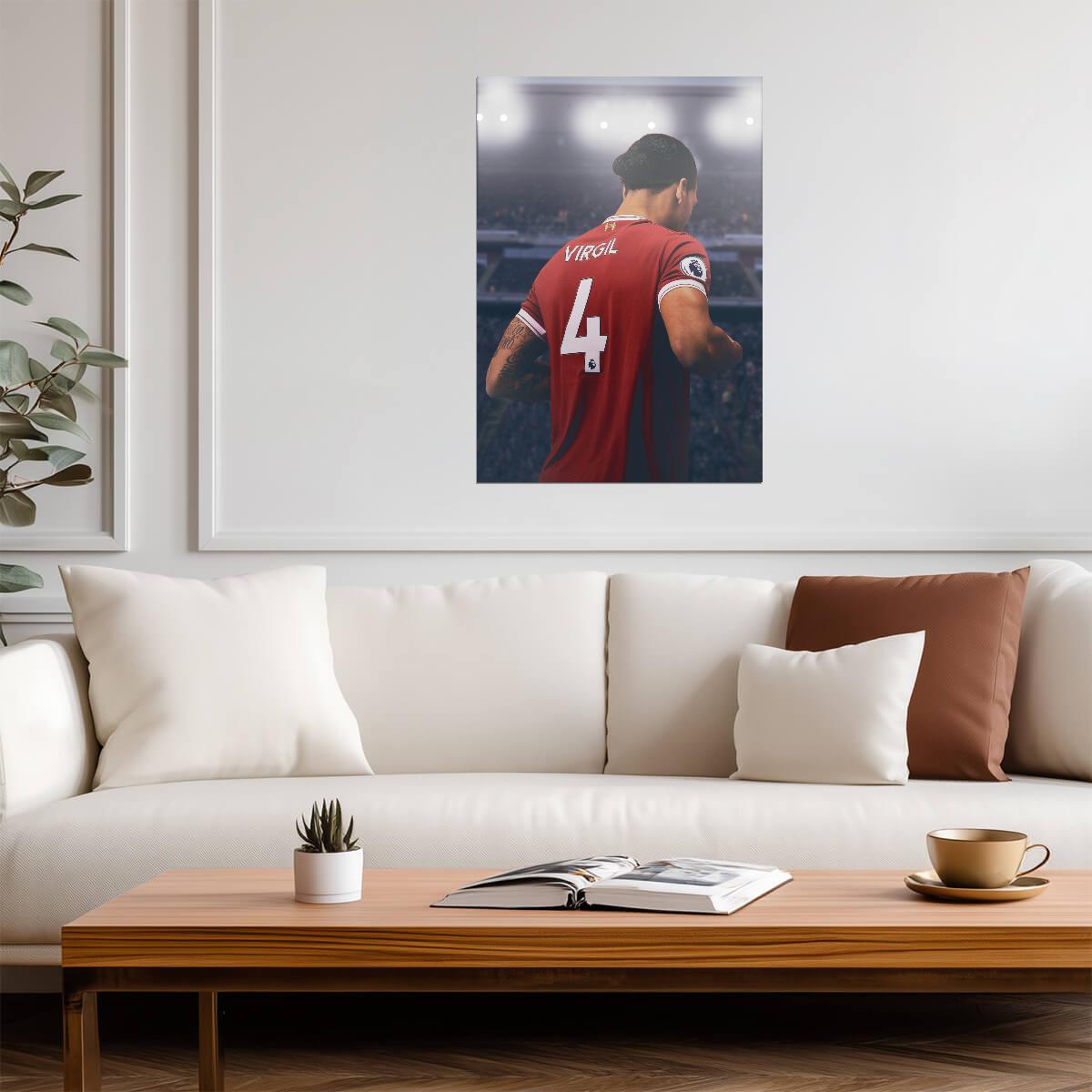 Virgil Van Dijk Number 4 Jersey | Soccer Poster | Liverpool FC Wall Art - Sports Poster