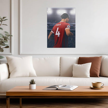 Virgil Van Dijk Number 4 Jersey | Soccer Poster | Liverpool FC Wall Art - Sports Poster