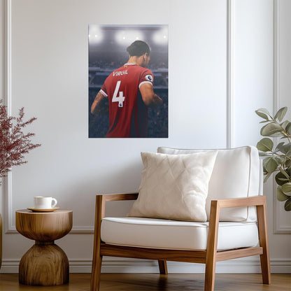 Virgil Van Dijk Number 4 Jersey | Soccer Poster | Liverpool FC Wall Art - Sports Poster