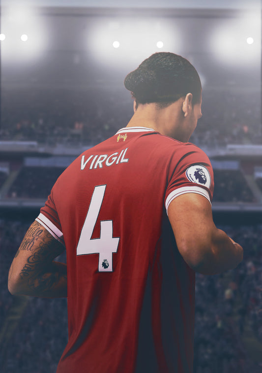Virgil Van Dijk Number 4 Jersey | Soccer Poster | Liverpool FC Wall Art - Sports Poster