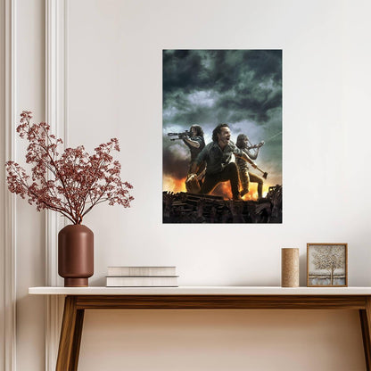 The Walking Dead Rick Daryl & Michonne | Zombie Horde Battle Poster | Apocalyptic TV Show Art - Movies & TV Poster
