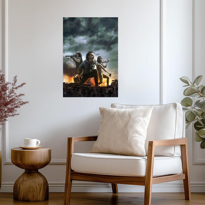 The Walking Dead Rick Daryl & Michonne | Zombie Horde Battle Poster | Apocalyptic TV Show Art - Movies & TV Poster