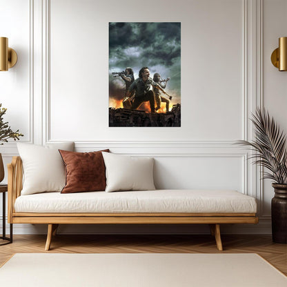 The Walking Dead Rick Daryl & Michonne | Zombie Horde Battle Poster | Apocalyptic TV Show Art - Movies & TV Poster