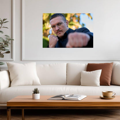 Oleksandr Usyk Punch Pose | Boxing Portrait Poster | Combat Sports Art - Sports Poster